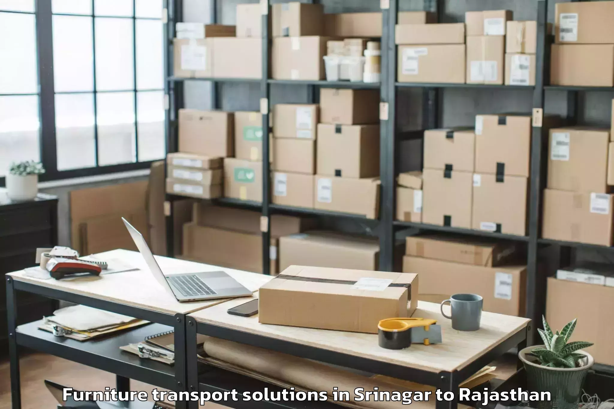 Comprehensive Srinagar to Kherwara Furniture Transport Solutions